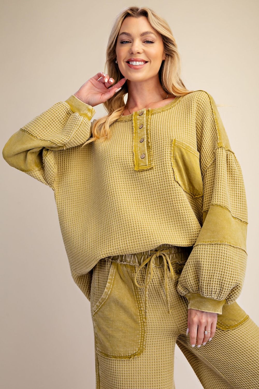 Washed Thermal Knit Pullover
