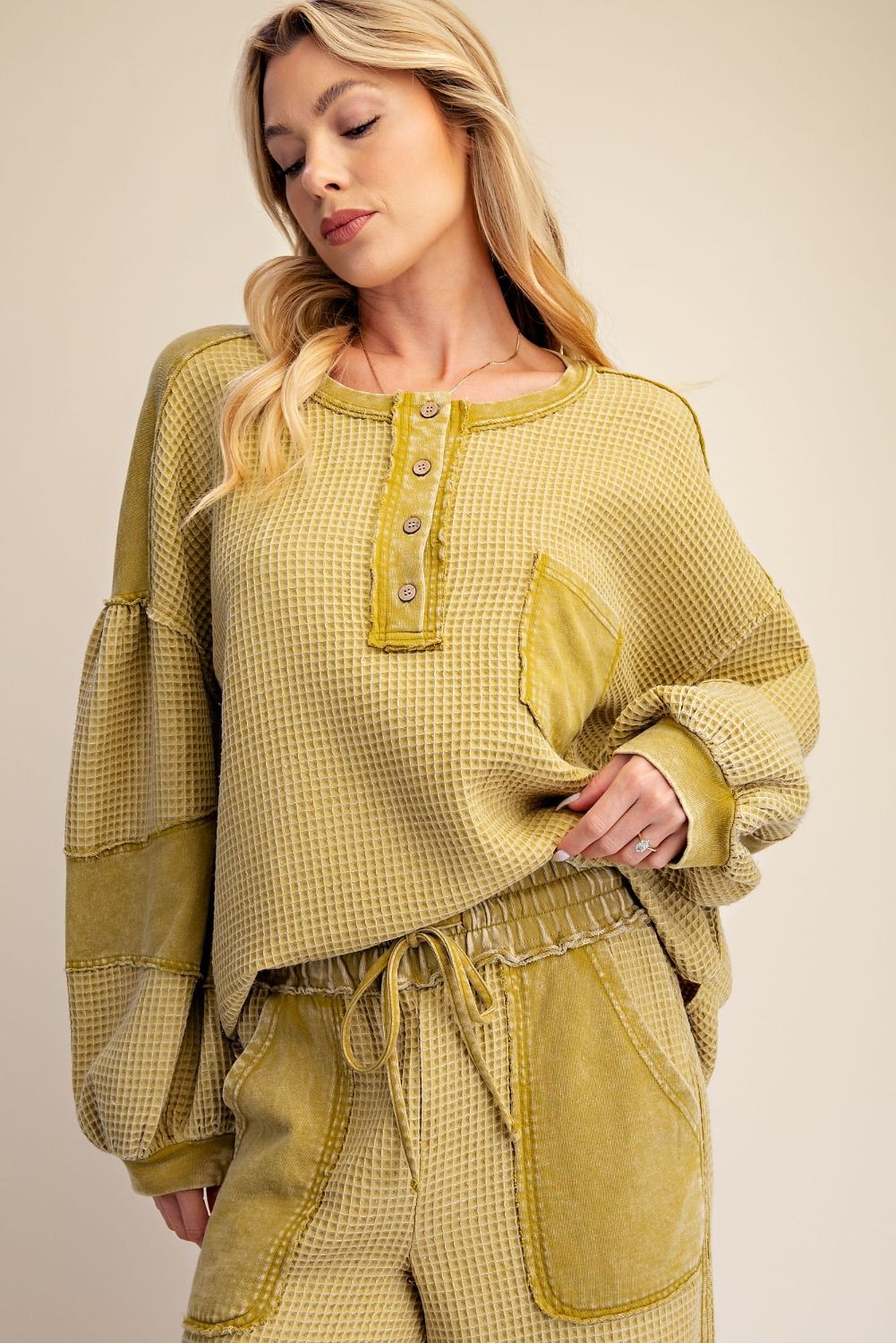 Washed Thermal Knit Pullover