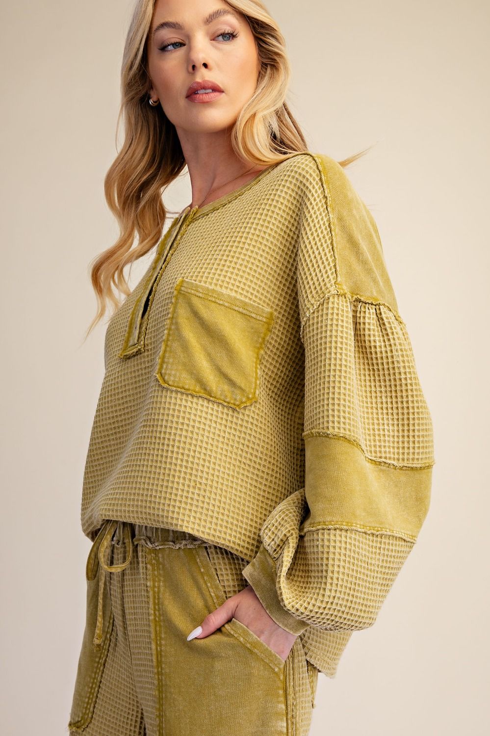 Washed Thermal Knit Pullover