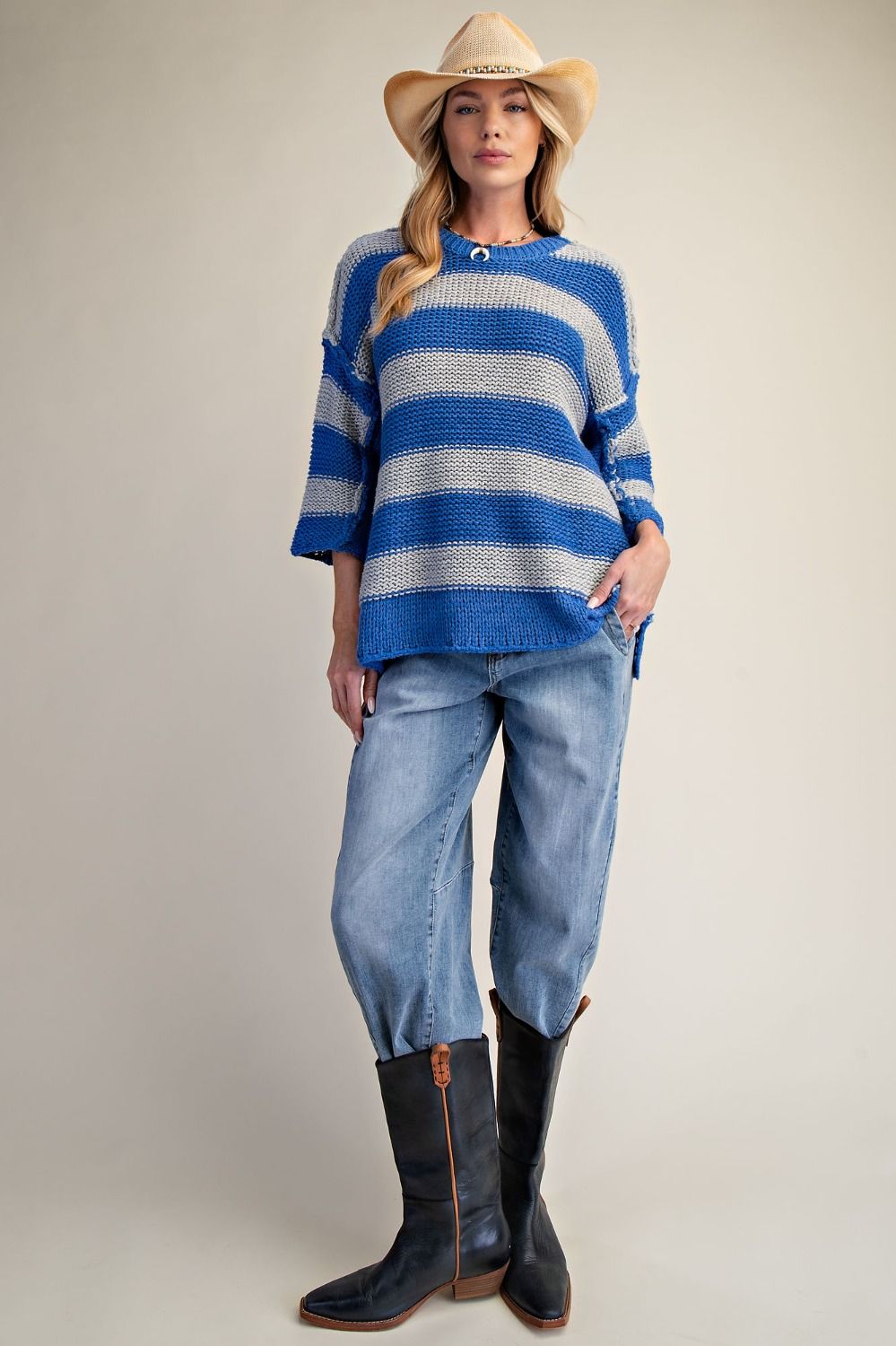 Stripe Pattern Knit Sweater