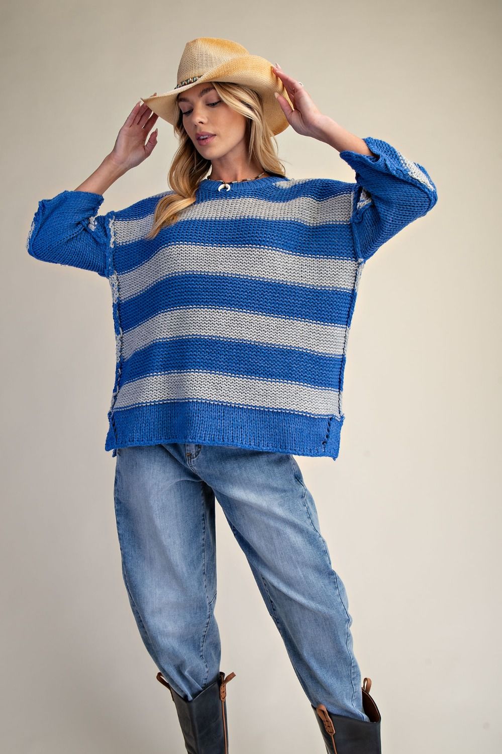 Stripe Pattern Knit Sweater