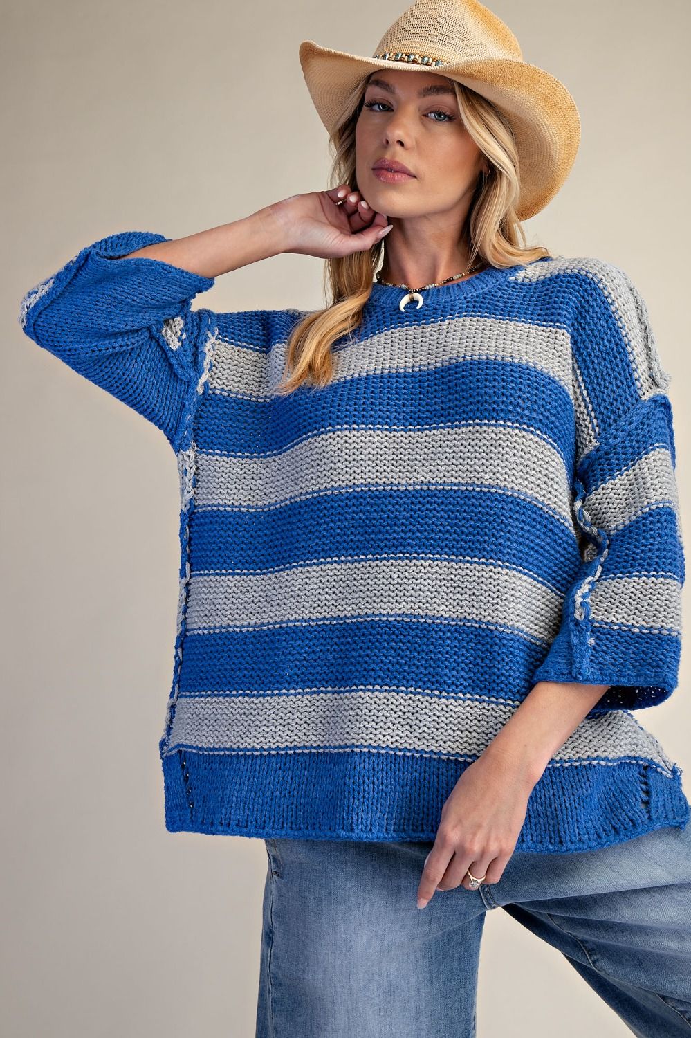Stripe Pattern Knit Sweater