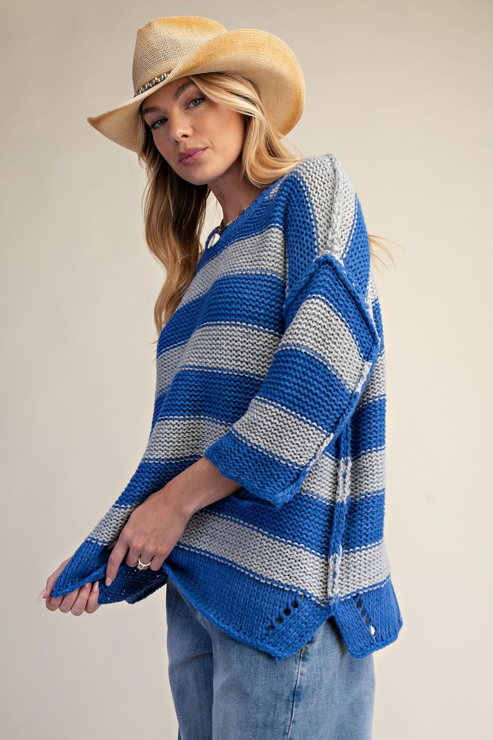 Stripe Pattern Knit Sweater