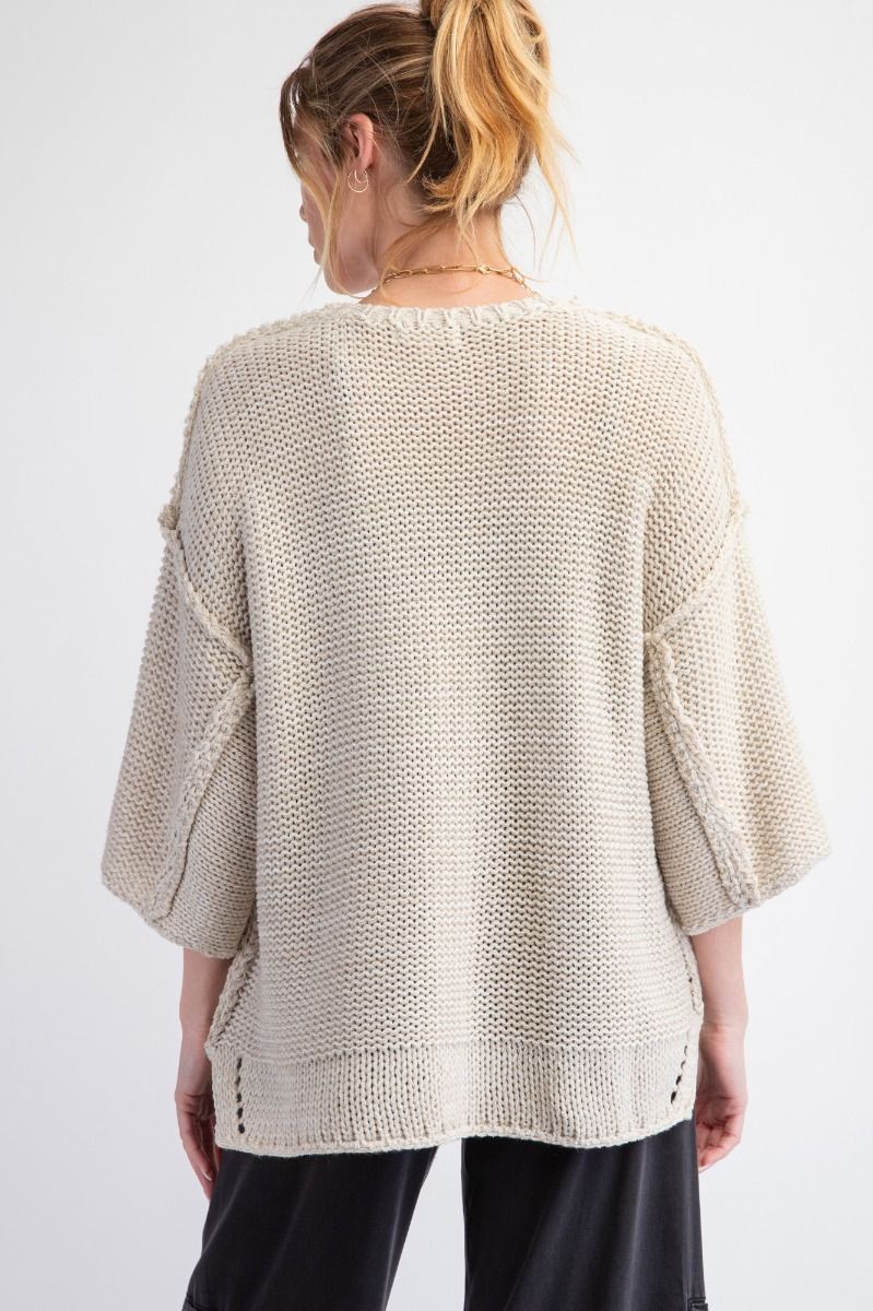 3/4 Sleeves Boxy Sweater Top