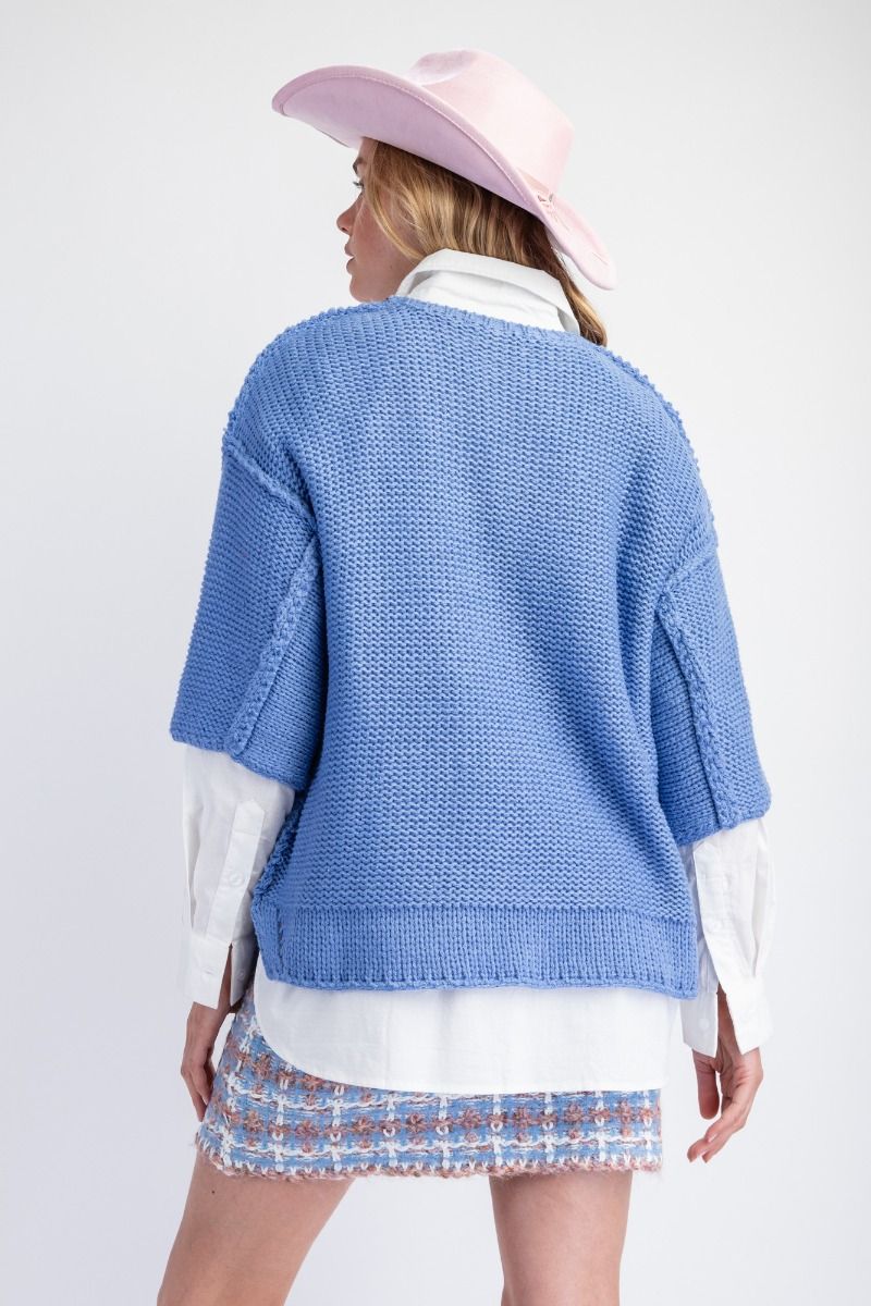 3/4 Sleeves Boxy Sweater Top