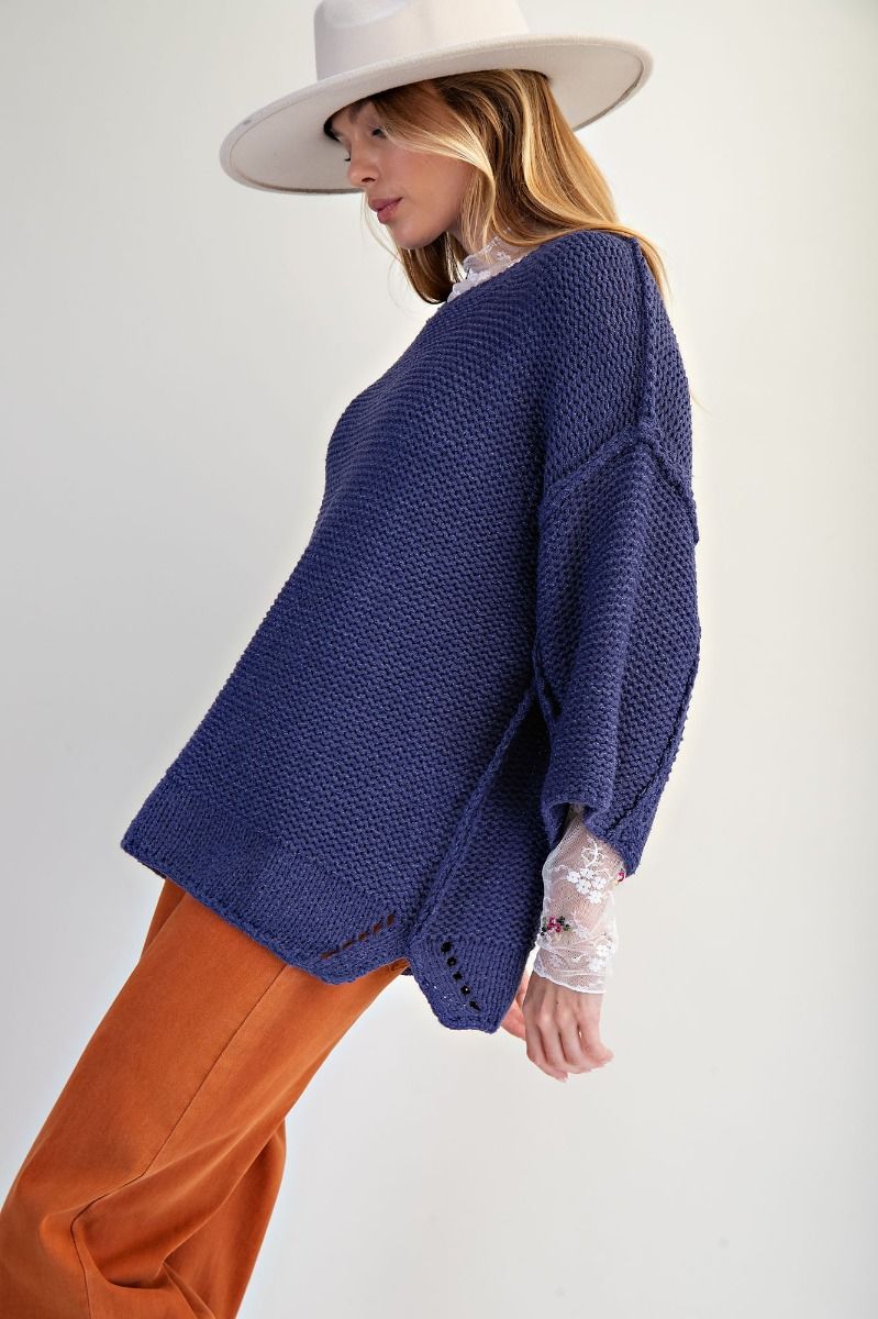 3/4 Sleeves Boxy Sweater Top
