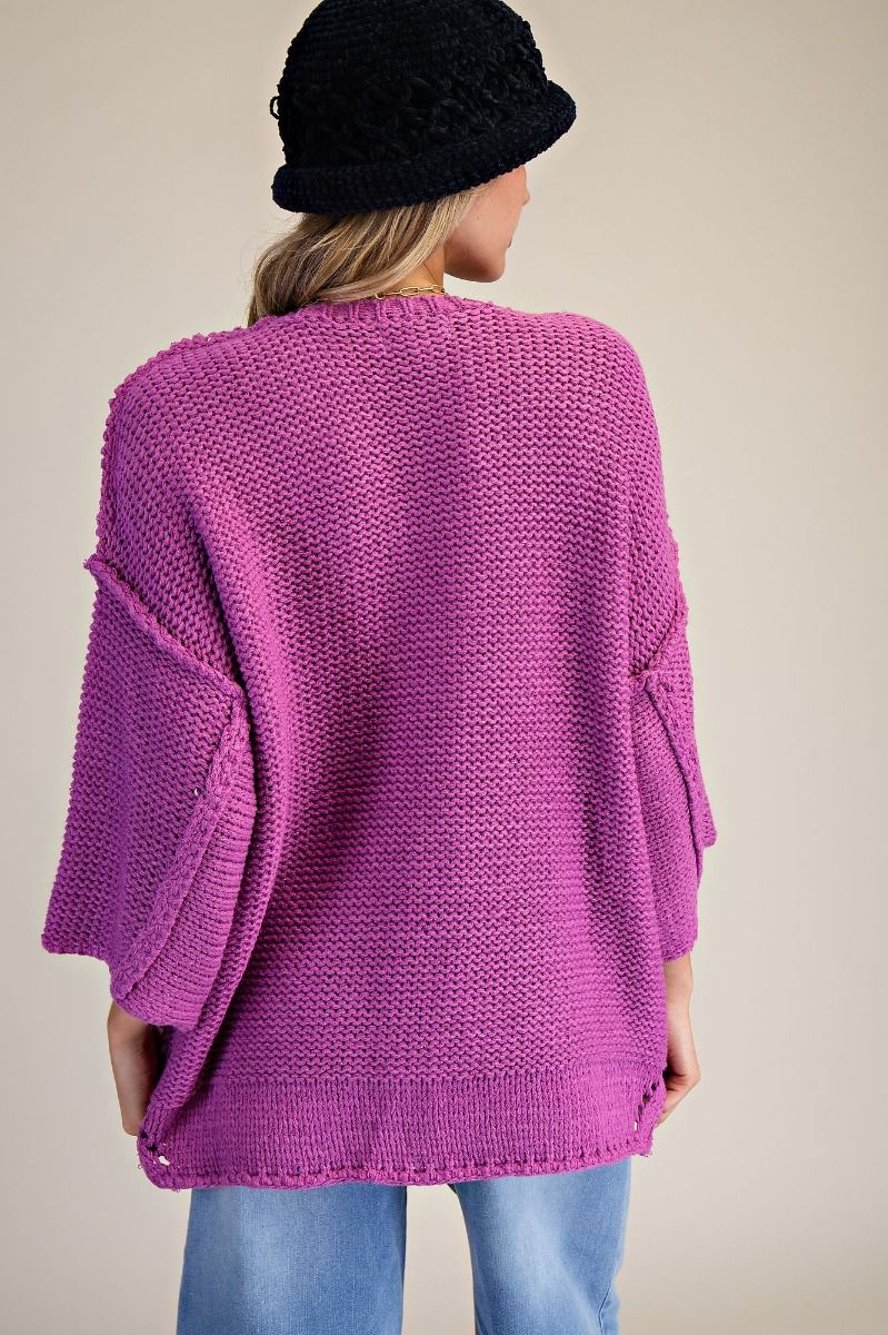 3/4 Sleeves Boxy Sweater Top