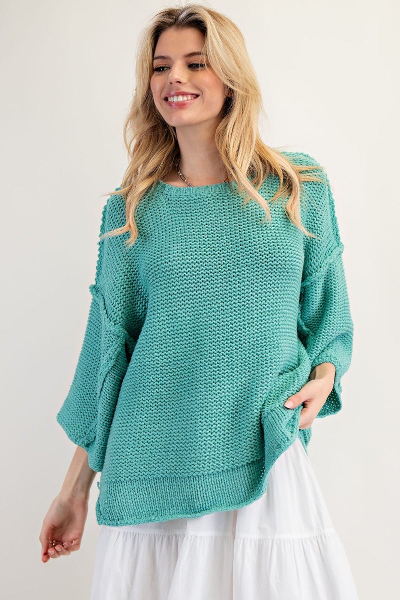 3/4 Sleeves Boxy Sweater Top