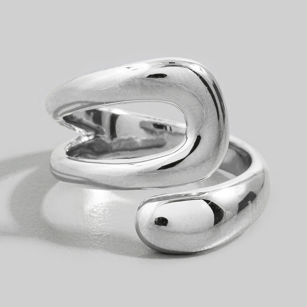 Sculptural Snake Coil Open Bypass Ring