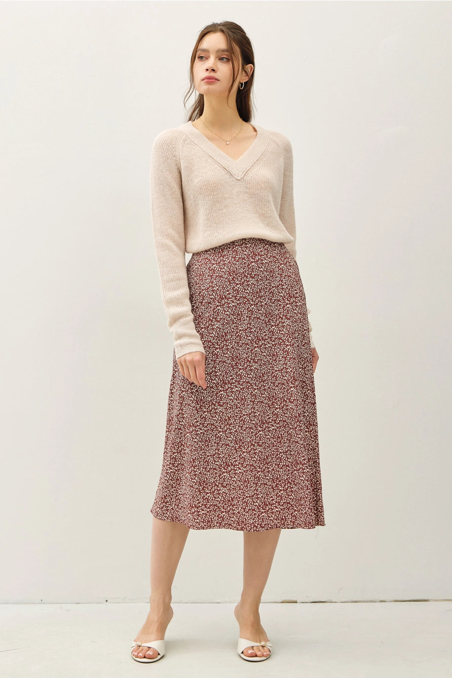 Print Midi Skirt with Elastic Waistband