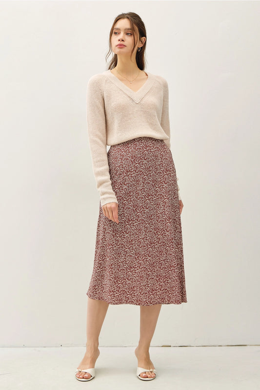 Print Midi Skirt with Elastic Waistband