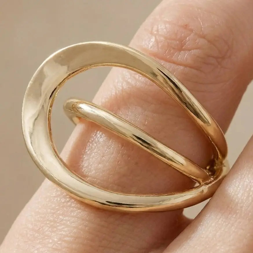 Abstract Wrap Around Open Band Ring