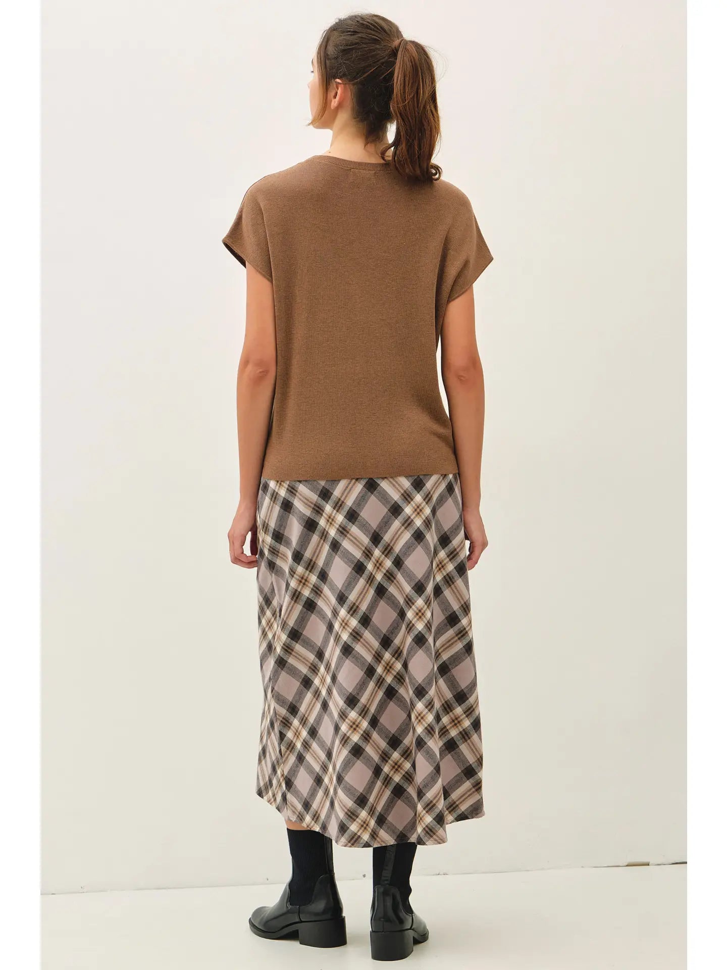 Campbell Plaid Knee Length A-Line Skirt
