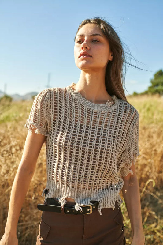 Short Slv Crochet Top