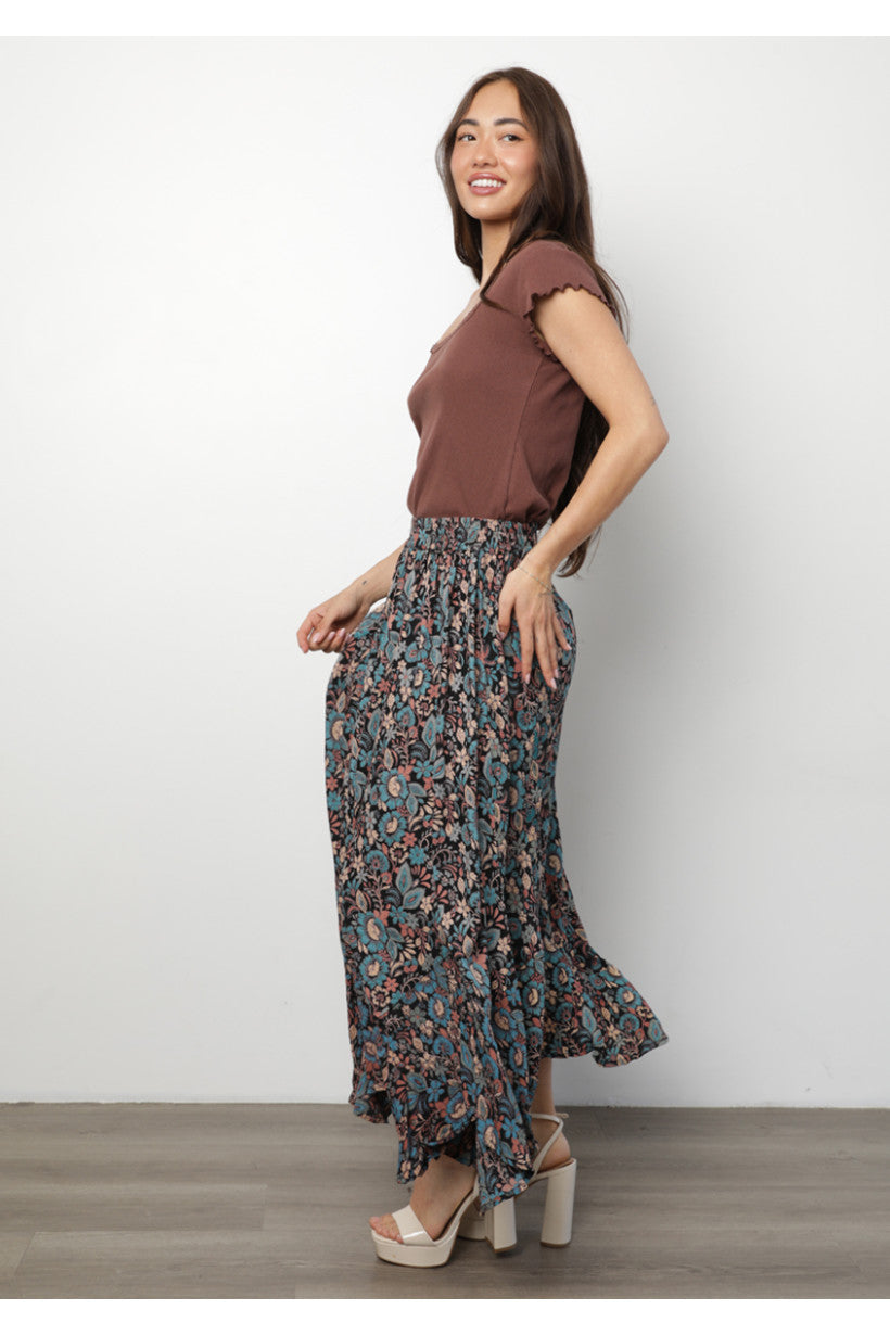 Autumn Bloom Floral Maxi Skirt