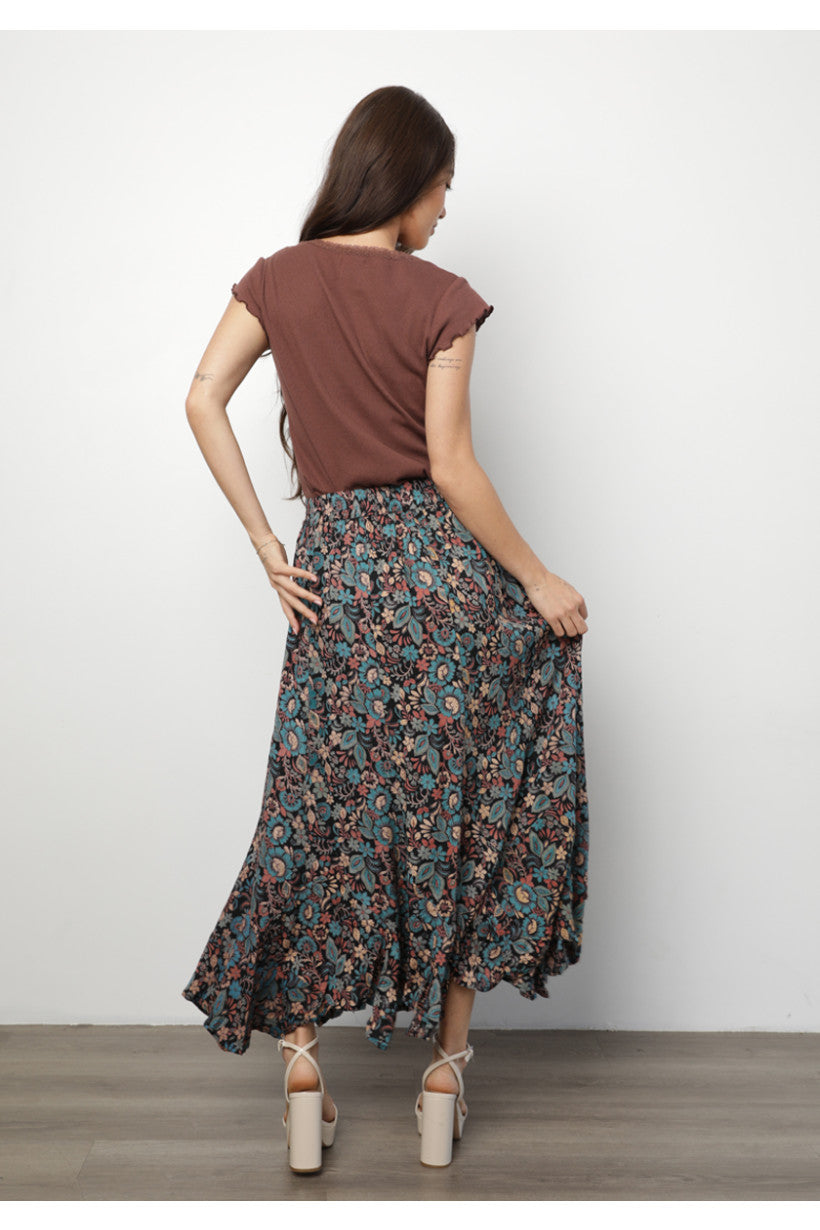 Autumn Bloom Floral Maxi Skirt