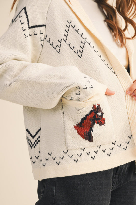 Horse Knit Sweater Cardigan