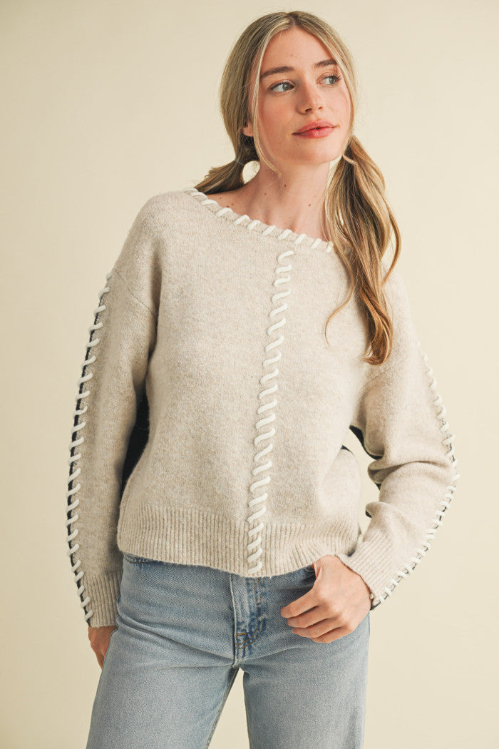 Whip Stitch Two-Tone Sweater