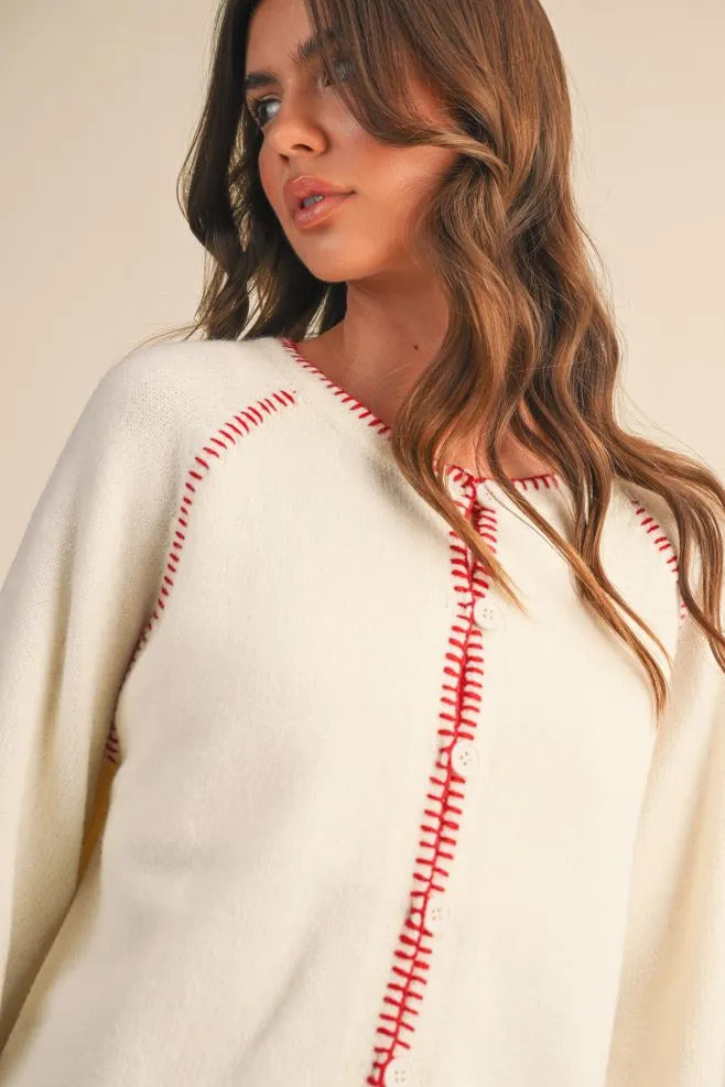 Blanket Stitch Hem Sweater Top
