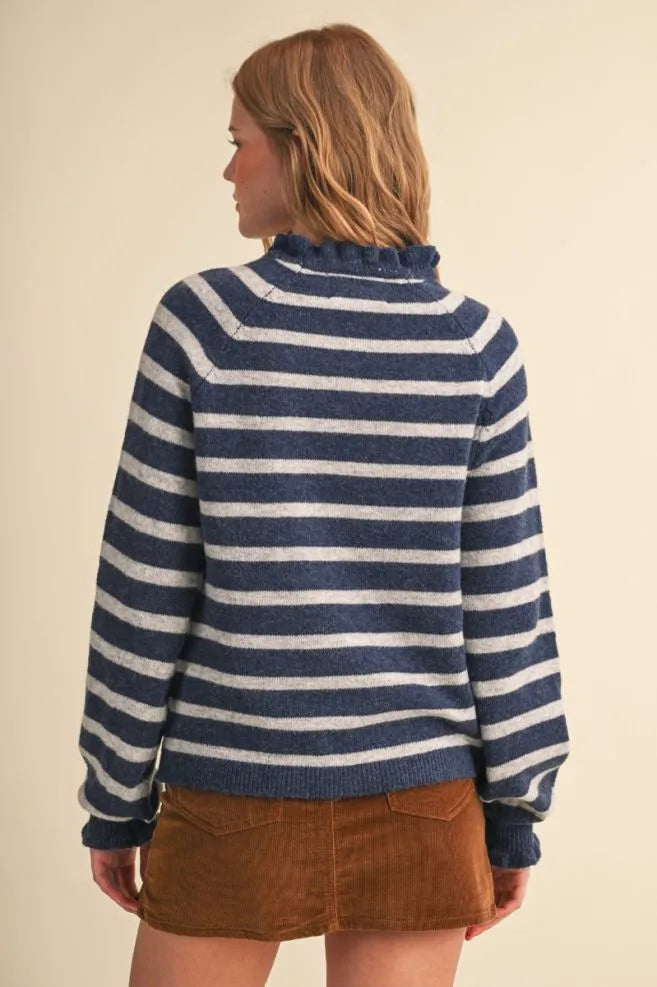 Ruffled Striped Sweater