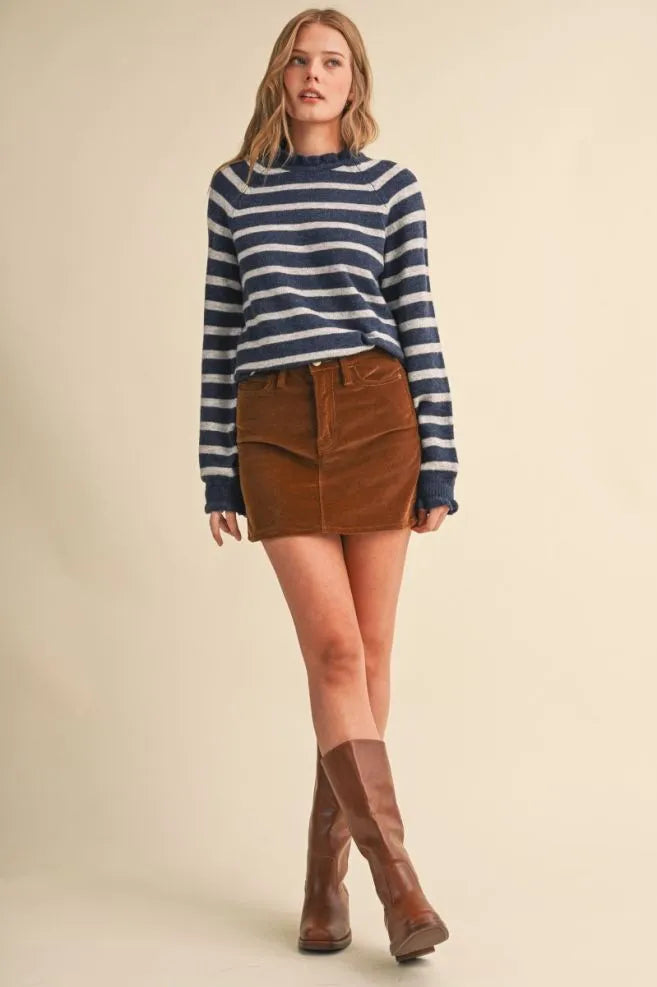 Ruffled Striped Sweater