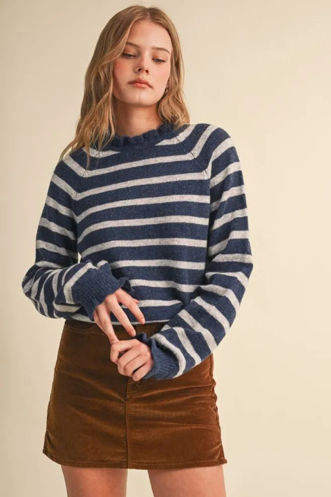 Ruffled Striped Sweater