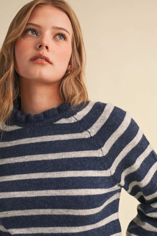 Ruffled Striped Sweater
