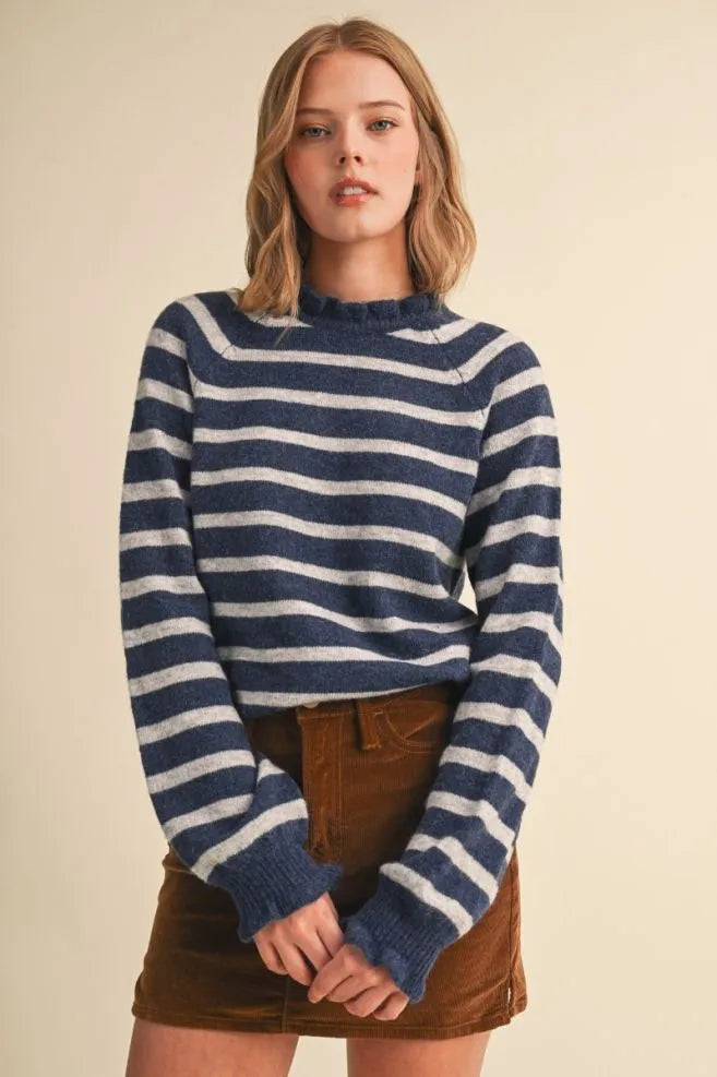 Ruffled Striped Sweater
