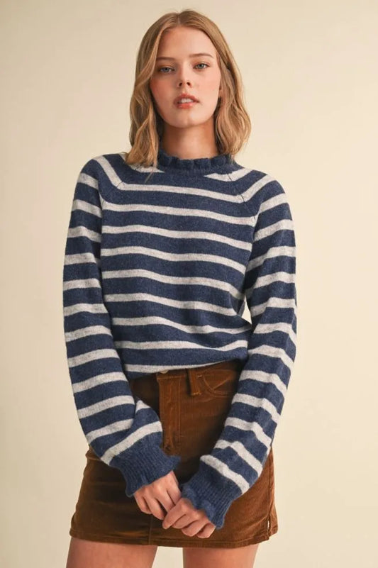 Ruffled Striped Sweater