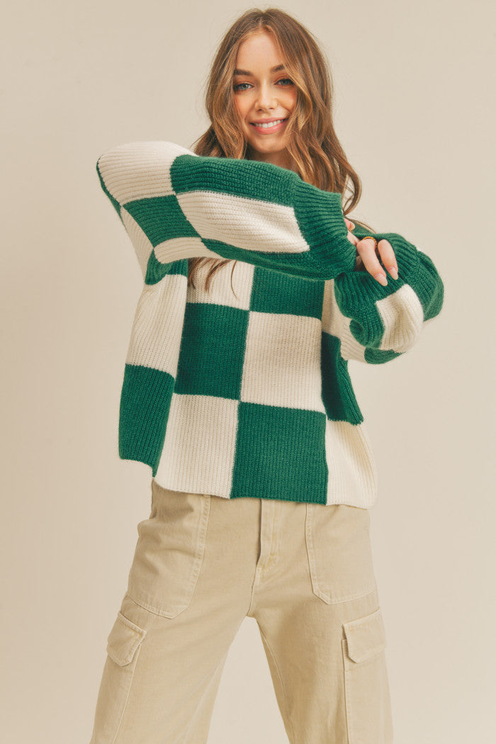 Oversized Checkerboard Pullover