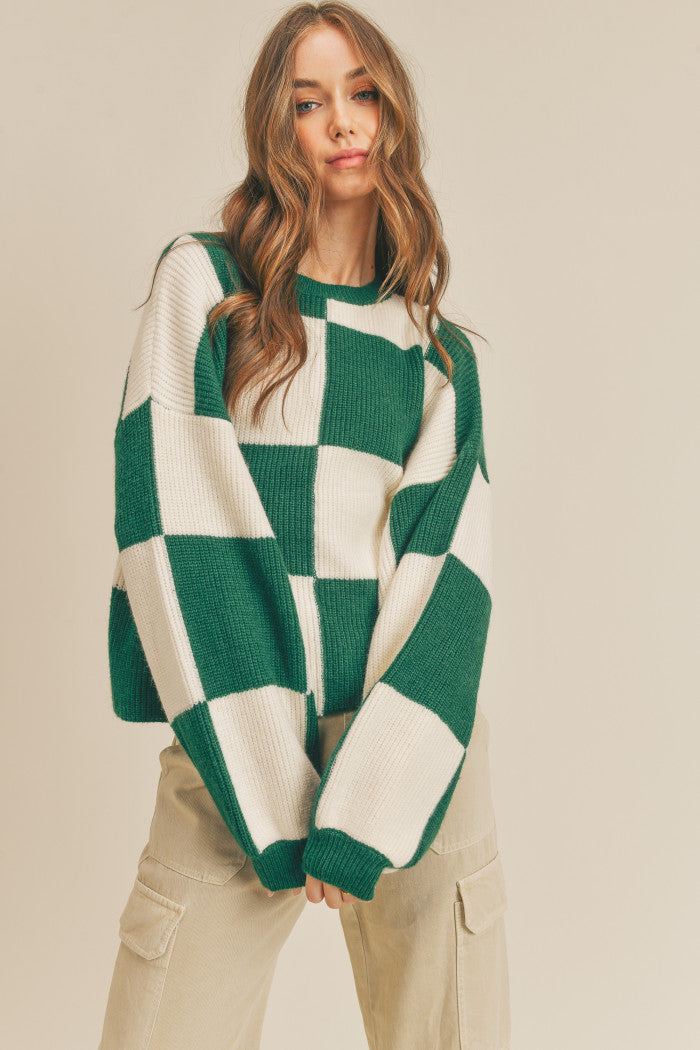 Oversized Checkerboard Pullover