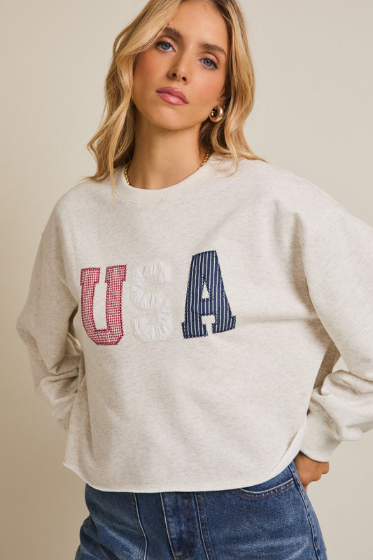 Crew Neck Long Slv 'USA' Novelty Sweatshirt