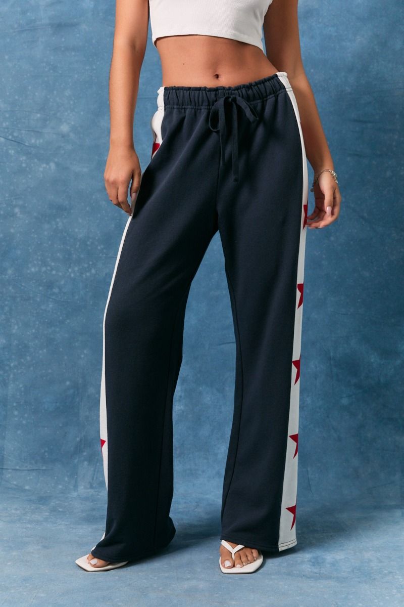 Star Print Wide Leg Pants