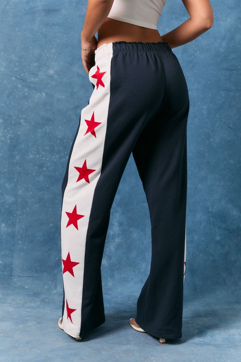 Star Print Wide Leg Pants