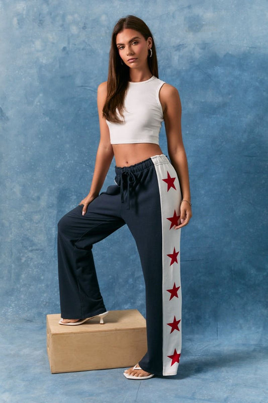 Star Print Wide Leg Pants