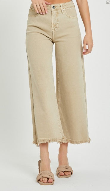 High Rise Tummy Control Crop Wide Leg Pants