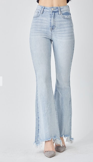 Light Denim High Rise Wide Flare Jeans