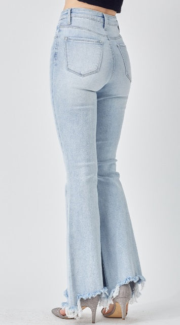 Light Denim High Rise Wide Flare Jeans