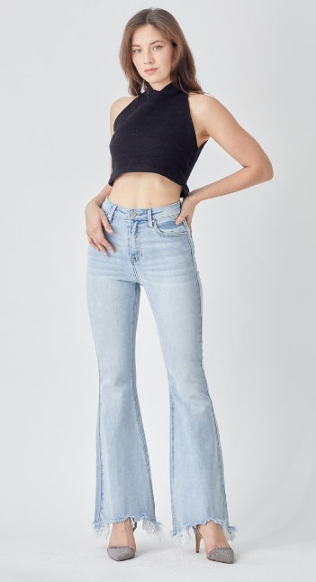 Light Denim High Rise Wide Flare Jeans