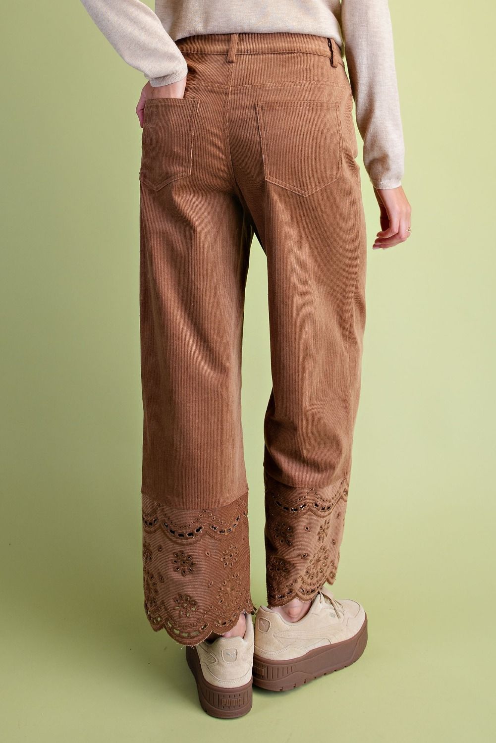 Embroidery Detailing Corduroy Pants