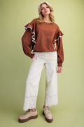 Embroidery Detailing Corduroy Pants