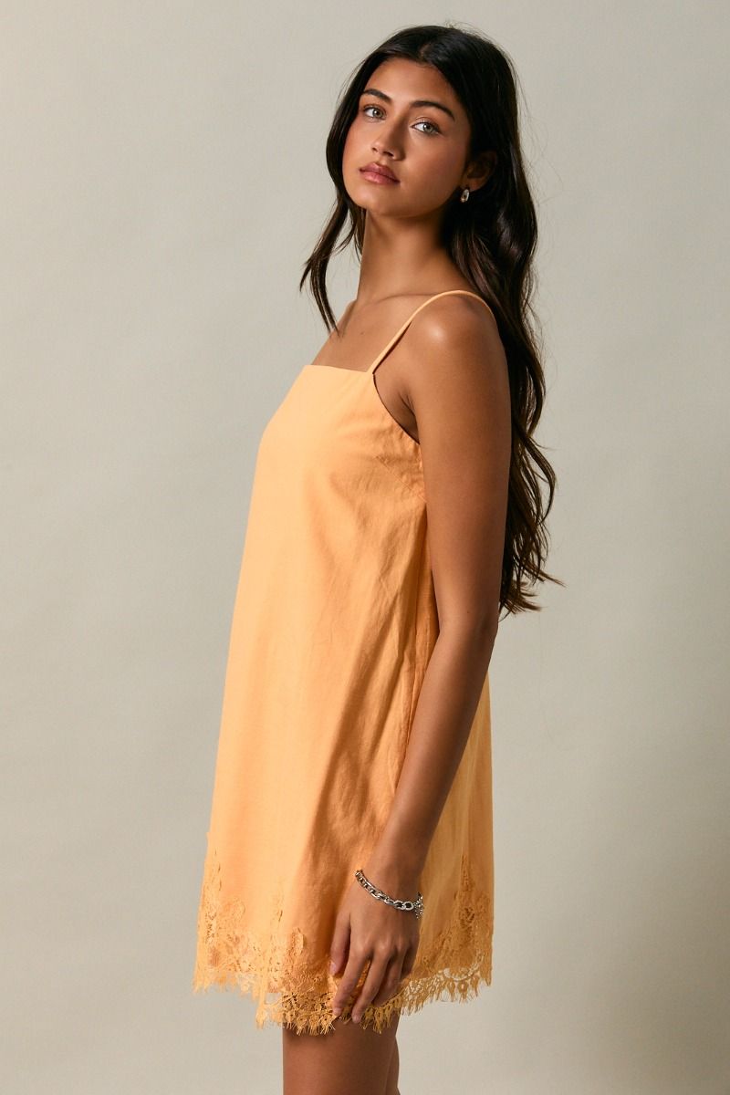 Lace Trip Spaghetti Shift Mini Dress