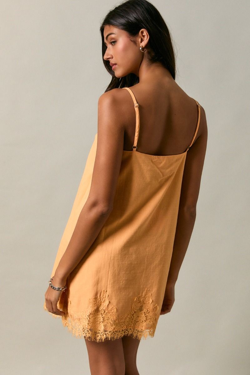 Lace Trip Spaghetti Shift Mini Dress