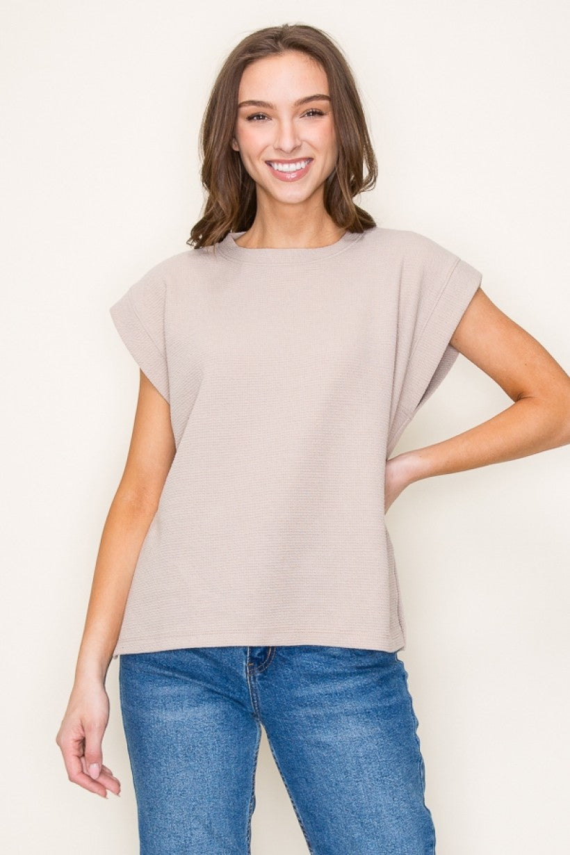 Round Neck Sleeveless Knit Top