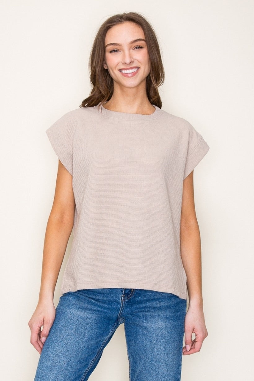 Round Neck Sleeveless Knit Top
