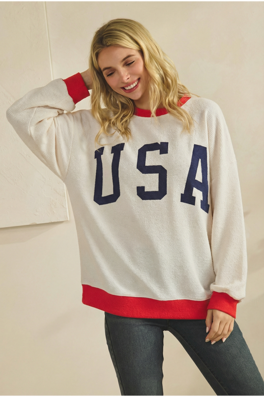 USA Cloudy Knit Ringer Cloudy Knit Top