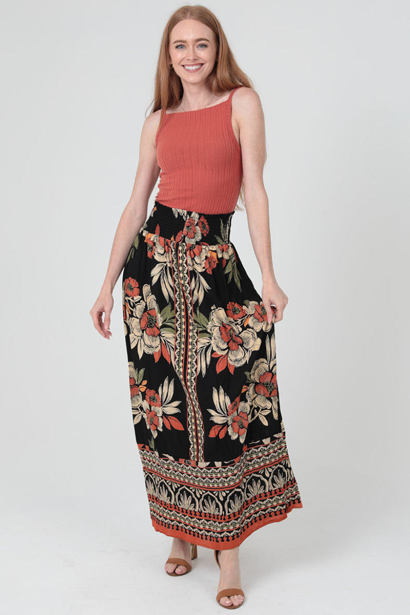 Smocked Waist Maxi Skirt