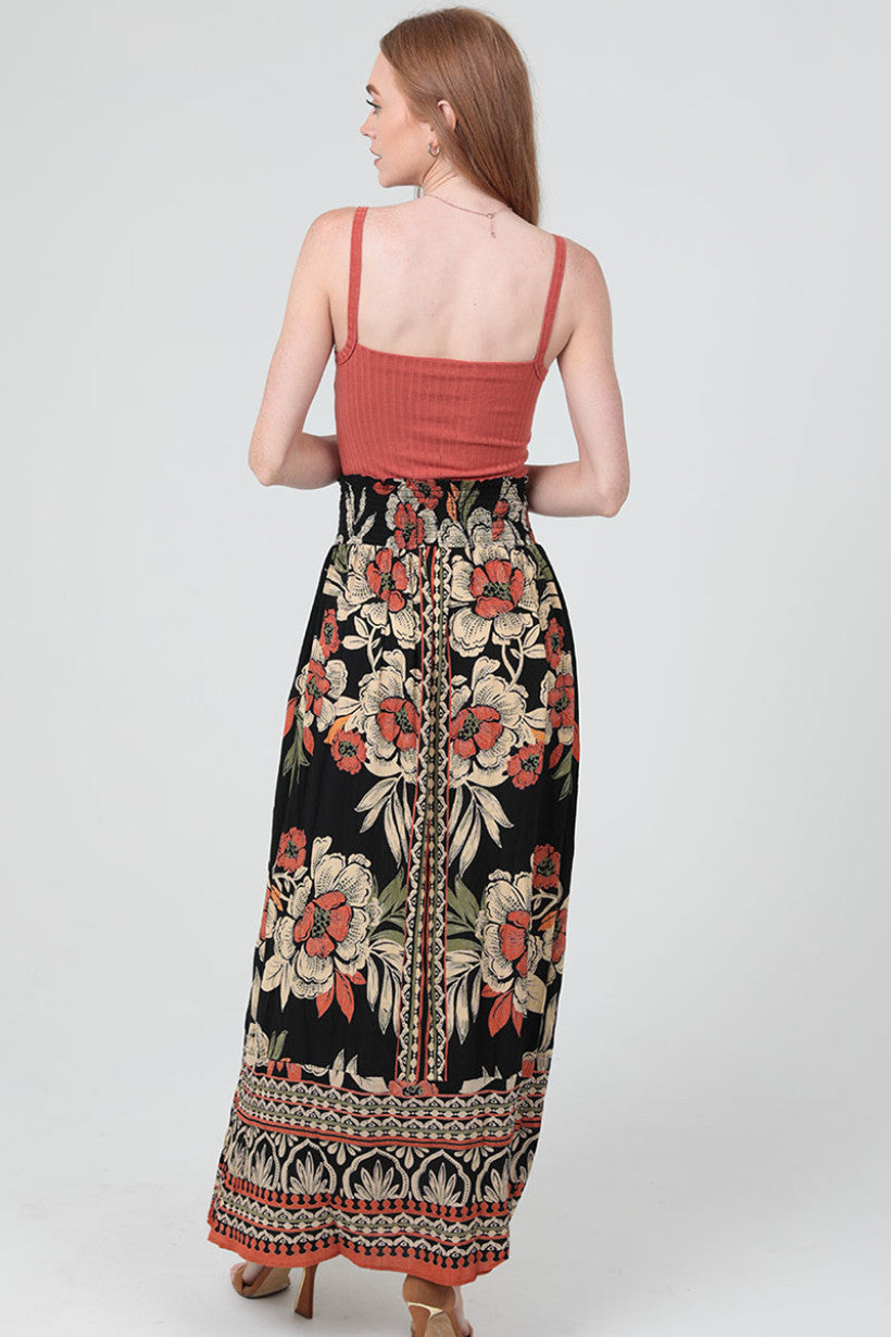 Smocked Waist Maxi Skirt