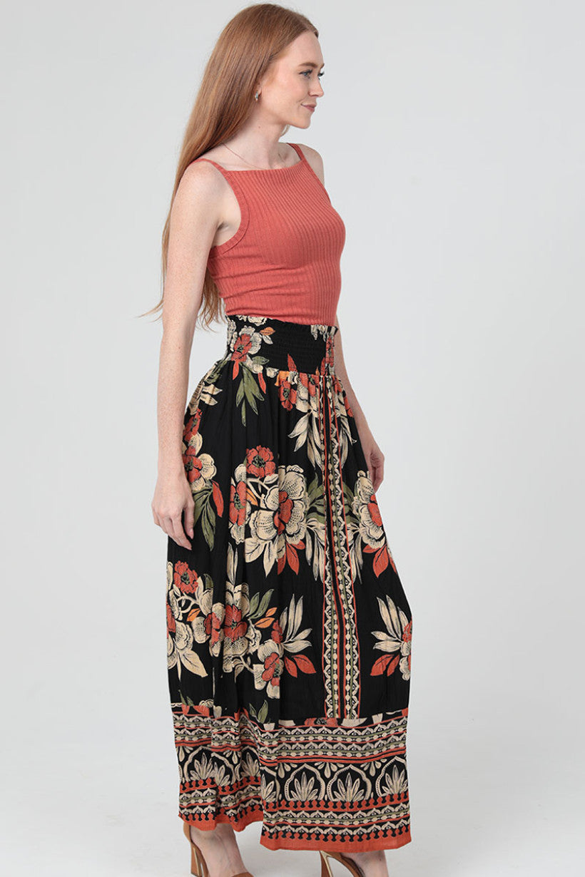 Smocked Waist Maxi Skirt